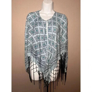 Theodora & Callum Tulum Fringed Cape - One Size